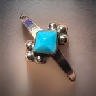 Vintage Sterling Silver Diamond-Shape Turquoise Ring – Southwestern Boho Style — photo 1