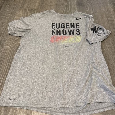 Nike Eugene Knows Speed Tracktown Gray Shirt Men s Size XL Used