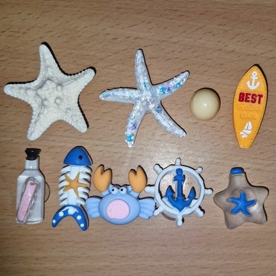 9 Stck. Strand Kroko Charms Set Ozean Seestern Krabbe Surfbrett Niedlich Schuh Jibbitz Stil
