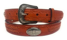 KIDS WESTERN BELT. GENUINE LEATHER RODEO BELT CONCHO DECORATED KIDS COWBOY BELT