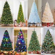 4/5/6/7ft Artificial Christmas Tree with LED Lights Stand Xmas Holiday Pre Lit