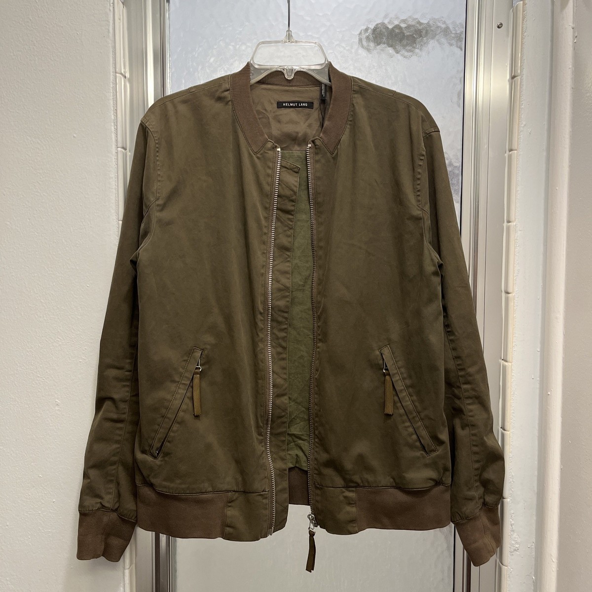 HELMUT LANG スウェット ライダースジャケット カーキベージュ Helmut Lang Light Cotton Bomber Jacket Army Green Sz S | eBay