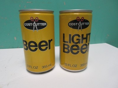 2 Cost Cutter + Light 12 Ounce Aluminum Empty Beer Cans Falstaff Bottom Opened