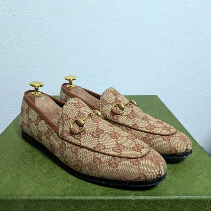 GUCCI Women's Loafers Horsebit GG Canvas Beige Size:36/JP:23 147846K Authentic thumbnail 17