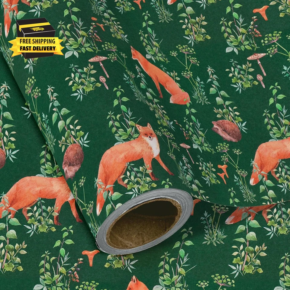 Kraft Forest Animals Christmas Wrapping Paper - Mini Roll - 17 Inch X 16.5 Feet - Image 2 of 4