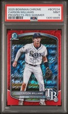 Carson Williams 2025 Bowman Chrome Red Shimmer Refractor /5 PSA Mint 9! Rays