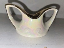 Pearl China Open Sugar Bowl Embossed Pearlized Lusterware PEA9 Pattern USA Made