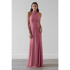WTOO Bruna. Rose Long Chiffon Halter Aline Dress. Size XL (14/16)