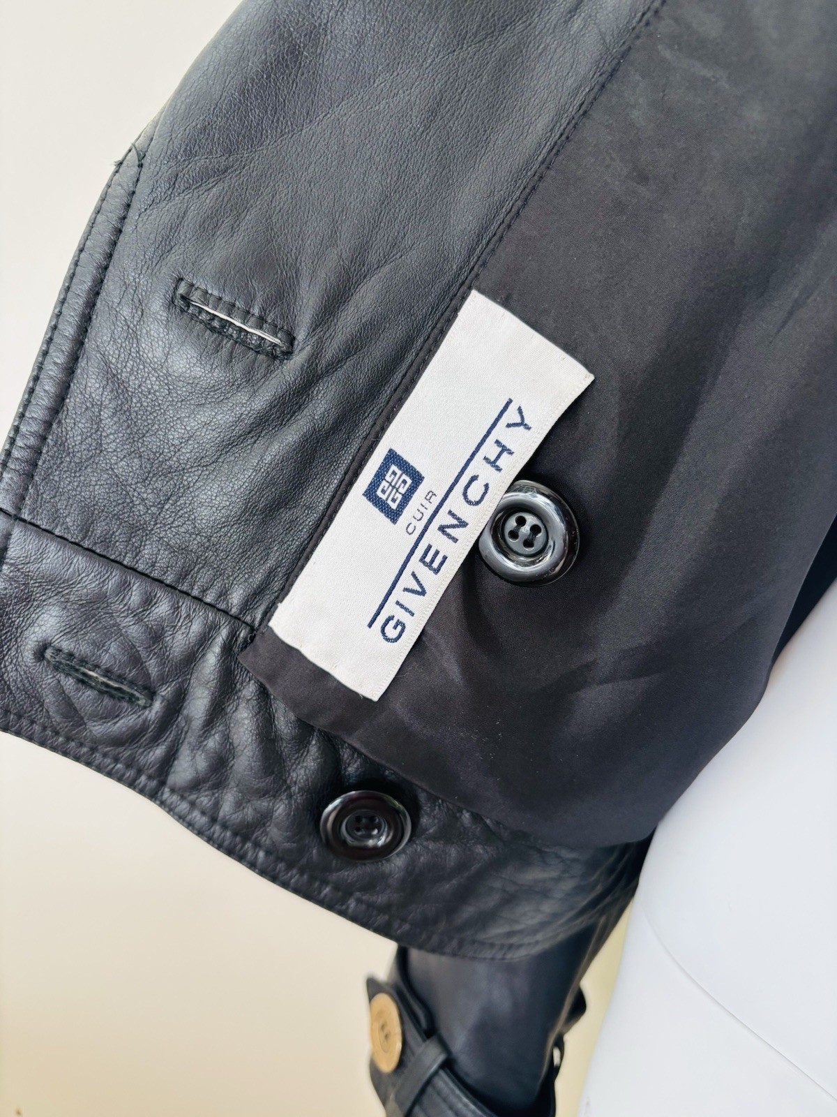 Givenchy Leather Double Breasted Smooth Jacket Bl… - image 7