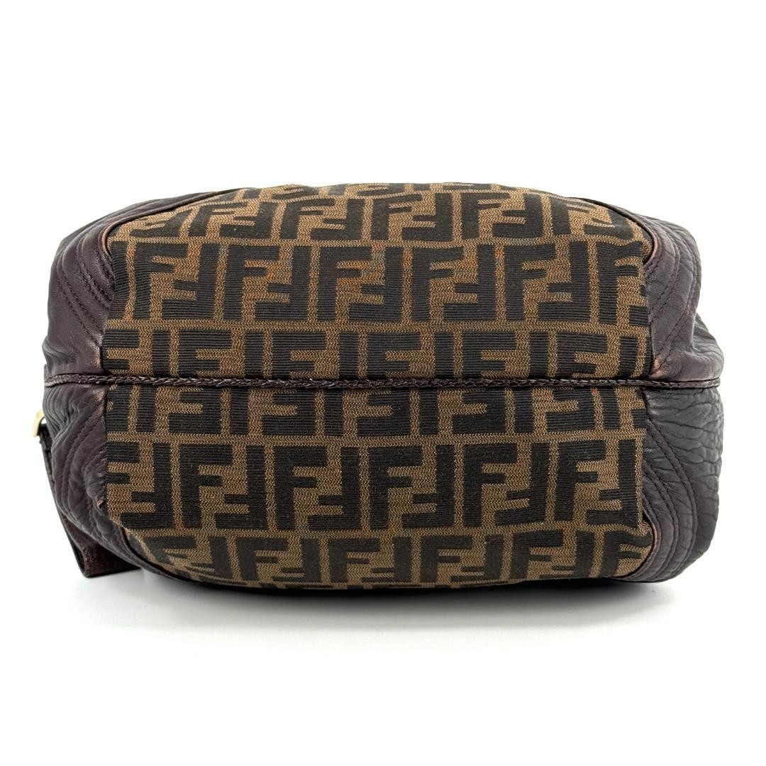 FENDI Spy Bag Zucca Canvas Leather Handbag Color Brown Women's