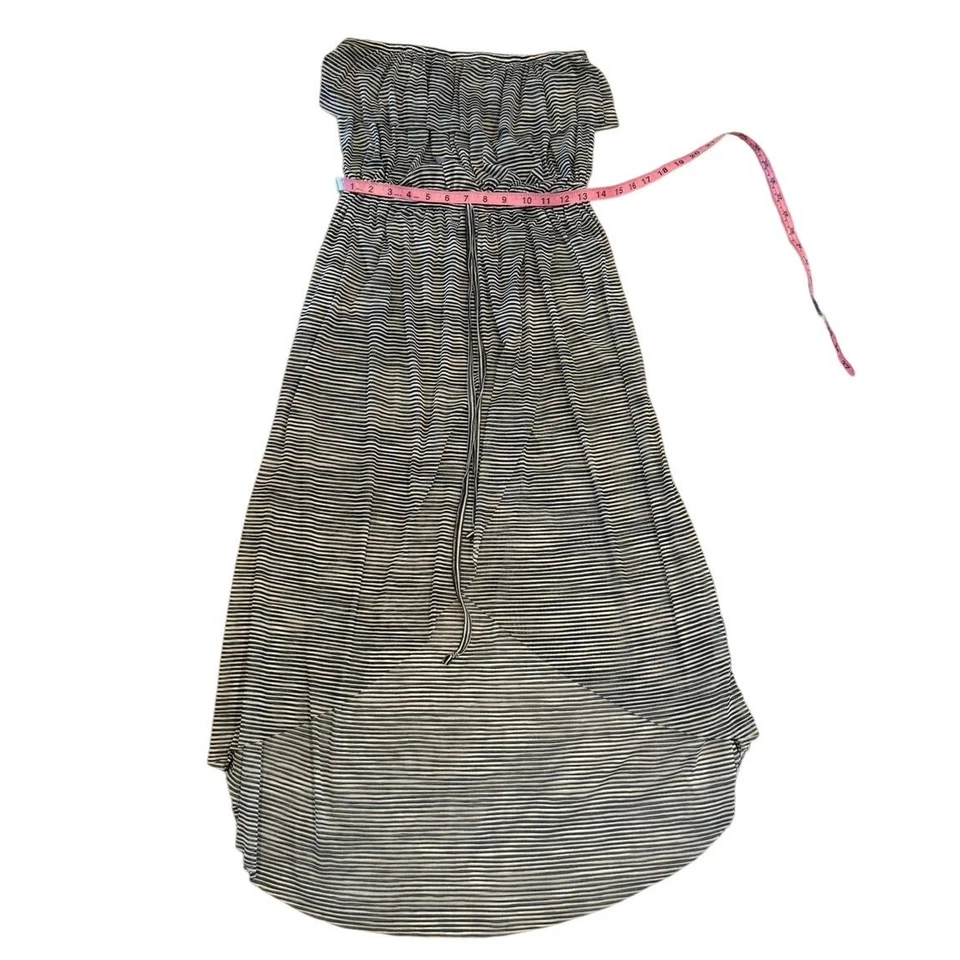 Maxi Vestido Cynthia Rowley Sin Tirantes | Rayas Blanco y Negro | Talla M Foto 3 de 3