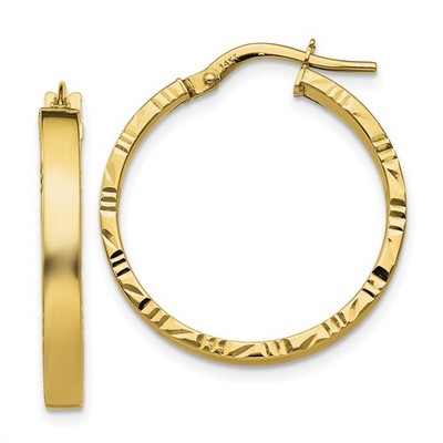 14 Karat Gelbgold Diamantschliff Rand Medium 3 mm Creolen 1,35 g für Mama