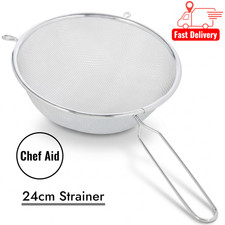 24cm Fine Mesh Sieve Kitchen Strainer Stainless Steel Flour Sifter Icing Baking