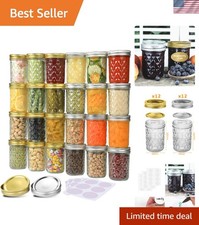 Set of 24 Elegant 8 oz Mason Jars with Lids - Perfect for Jams & Wedding Favors