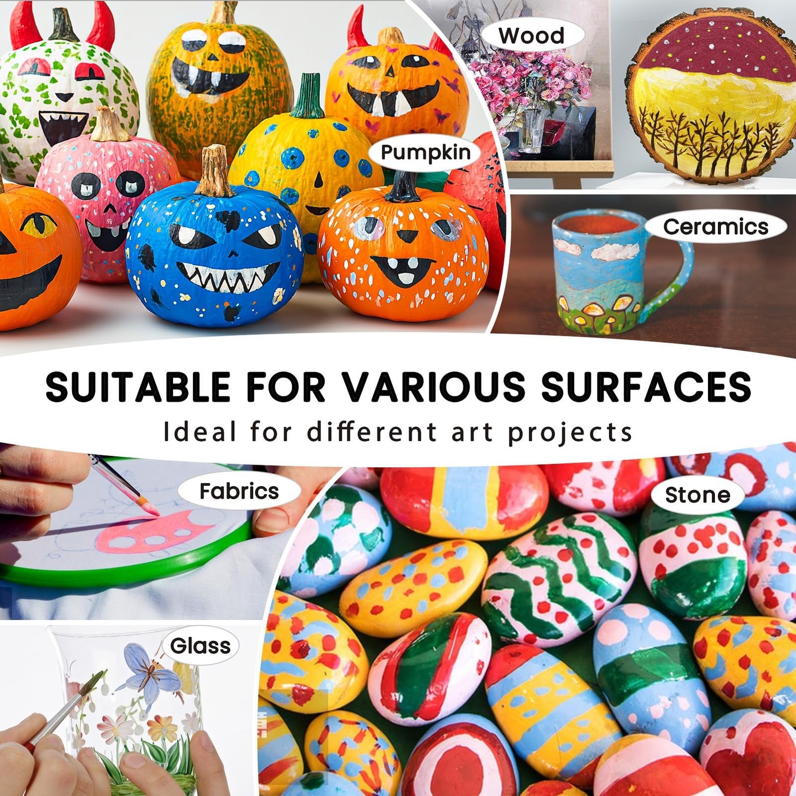 40 Pcs Acrylic Paint Set - 24 Colors (2oz/60ml) with 12 Brushes, 2 Knives & P...