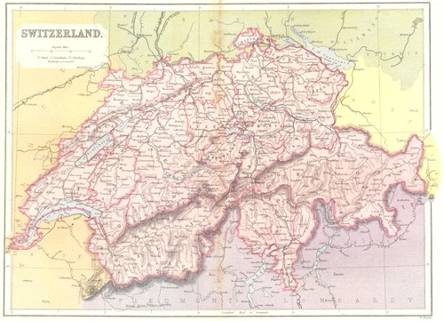 SWITZERLAND c1885 old antique vintage map plan chart