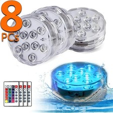1-8 Pack Underwater LED Pool Lights Submersible 16 Colors Remote Vase Hot Tub