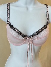 VINTAGE Victoria's Secret Sheer Pink Lace-Trim Underwire Bra VS Y2K Archival 34B