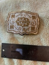 Crumrine Western Belt Buckle Engraved Scroll Floral Arturo Vintage
