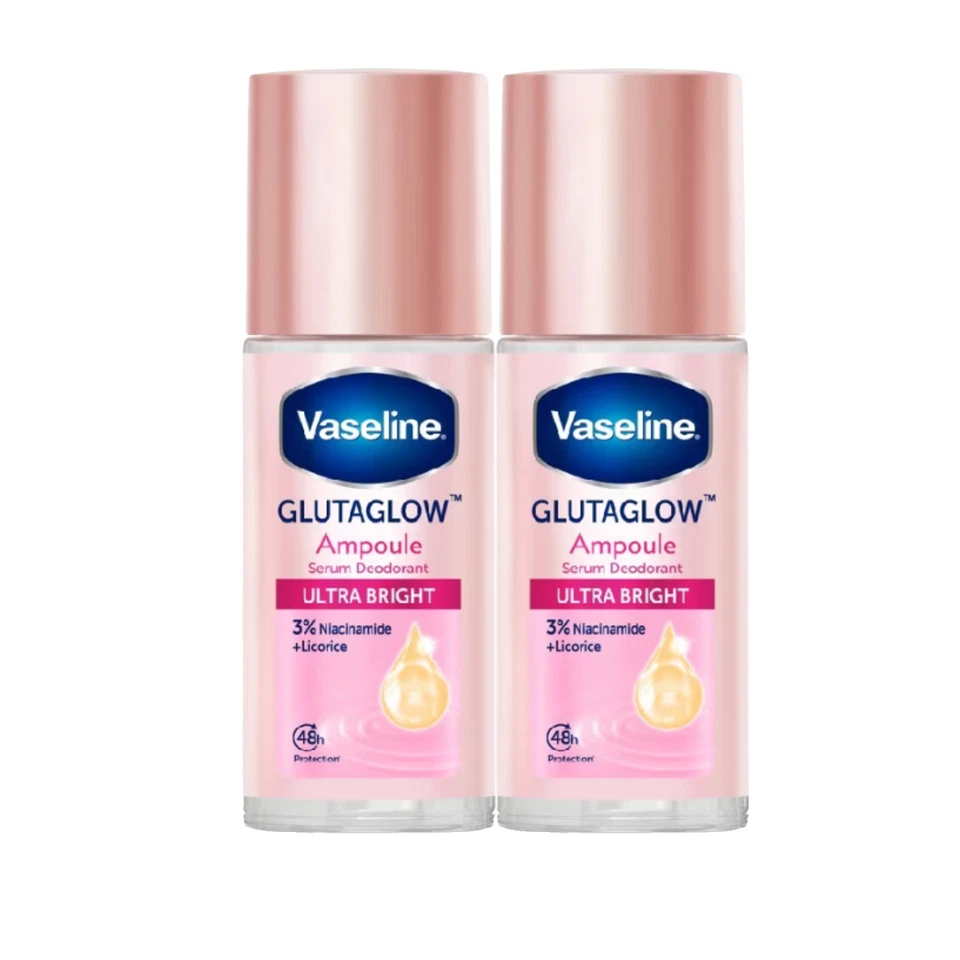 2X Vaseline Roll-On Serum GlutaGlow Ampoule Deodorant Ultra Bright 45ml - Image 2 of 4