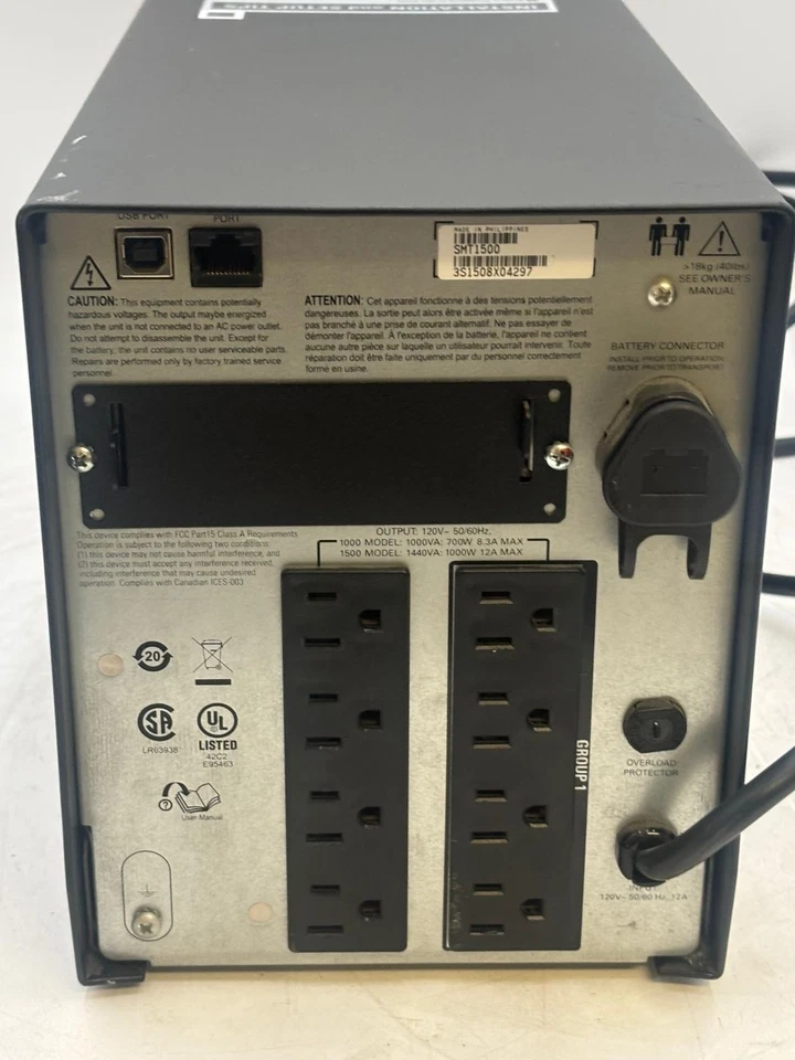 APC Smart UPS SMT1500C 1500VA 120V w/ Smart Connect - No Batteries - Image 4 of 4