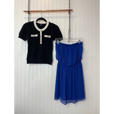 Express Black Pullover Top and Blue Strapless Mini Dress Bundle Size S