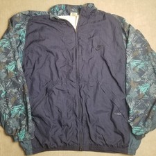 Vtg Nike Windbreaker Jacket Colorblock Nylon Navy Teal Full Zip 90s Sz XL 16
