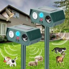 2Pack Solar Ultrasonic Animal Repellent Dog Skunk Deer Raccoon For Garden