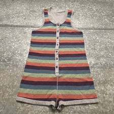 Victoria's Secret Vintage Y2K Ribbed Cotton Knit Romper Small Striped Pajama