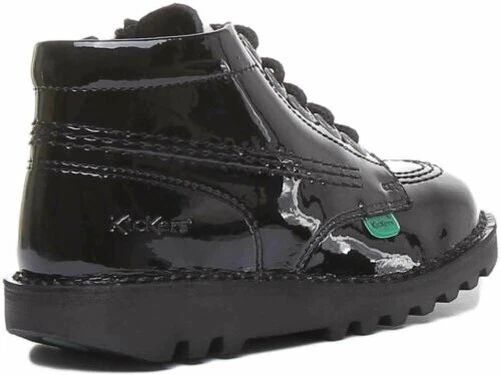 KICKERS Kick Hi Cremallera Core con Lateral Botas en Negro Charol Talla UK 7-12 - Imagen 3 de 4
