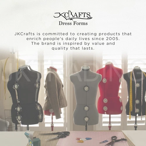 JKCrafts 8 Parts 12Dial RED Fabric-Backed Small size 8-14 Adjustable Dress Form - Picture 7 of 9