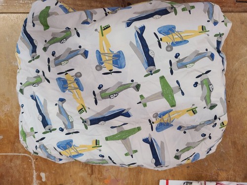 Pottery Barn Kids "Blue Green Gray Yellow Planes" Twin Fitted Sheet