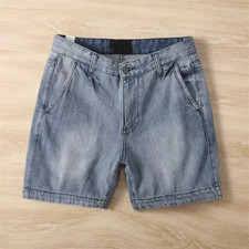 Denim Shorts Skinny Fit Jeans Washed Distressed Faded Half Pants Summer Men