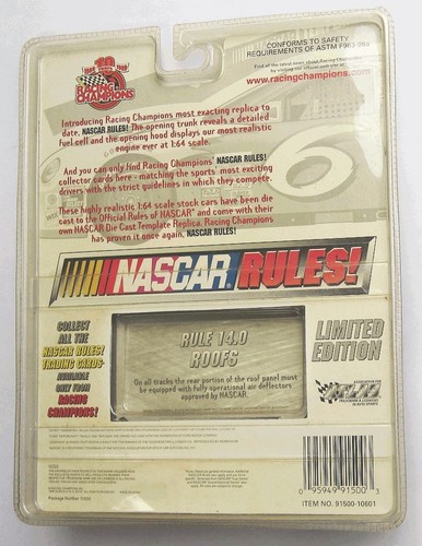 Mark Martin NASCAR Rules 1:64 Zerex Taurus Racing Champions 1999 Limited NEW - Picture 2 of 2
