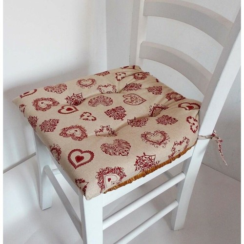 Euronovità - Set Di 4 Cuscini Coprisedia Cuore Rosso Con Pois Bianchi - 40x40 Cm - Made In Italy
