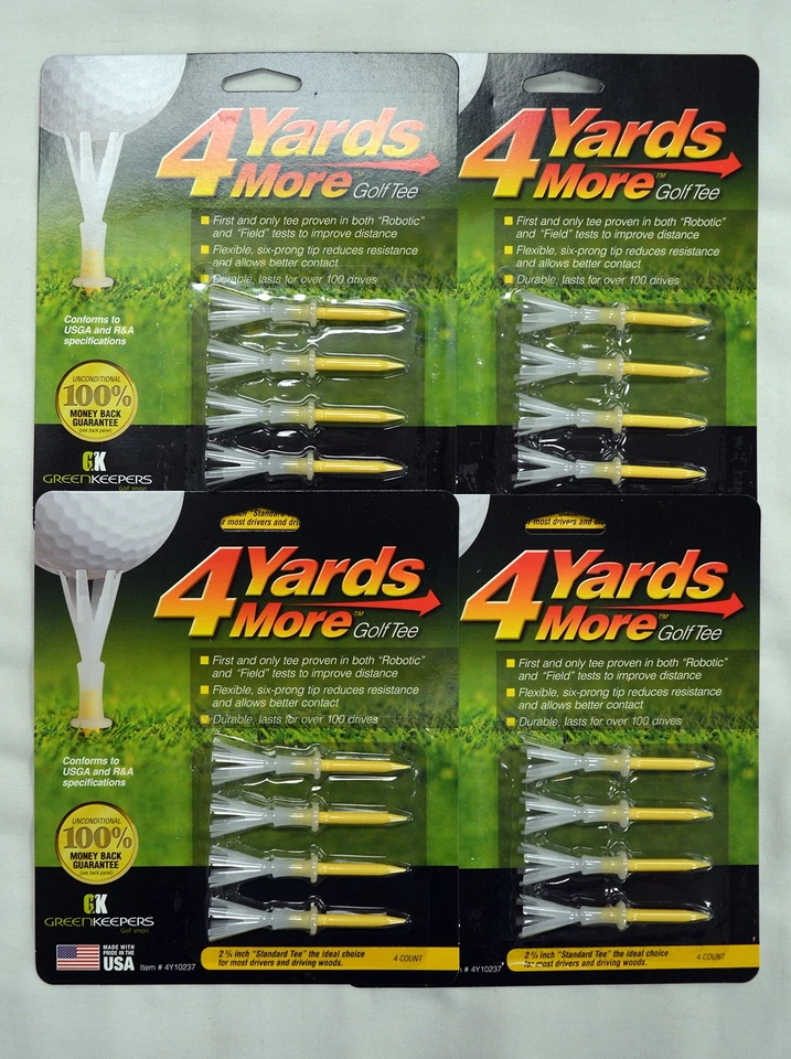 4 Yards More Golf Tees 2 3/4" - Yellow - 4 Packs of 4 Tees