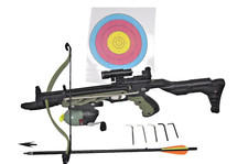 80lbs.Green Alligator CrossBow w/Large Red Laser,Reel,3 Fishing Arrows & more !!