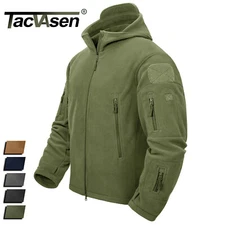 Men's Winter Fleece Jackets Full-Zip Hooded Windproof Outdoor Hiking Work Coats