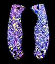 Spyderco Tenacious Scales ~ CNC Milled Titanium  Tri Color Flomascus scales