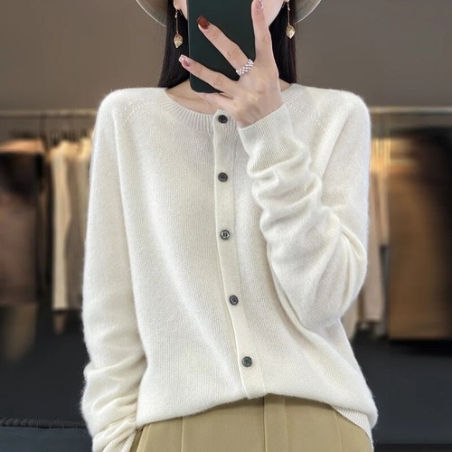 Cardigan donna primavera e autunno maglione cashmere donna elegante top - Foto 13 di 32