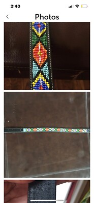 Vintage Gap Genuine Leather Cuir Veritable Beaded Belt Womens 30 Multi Geometric