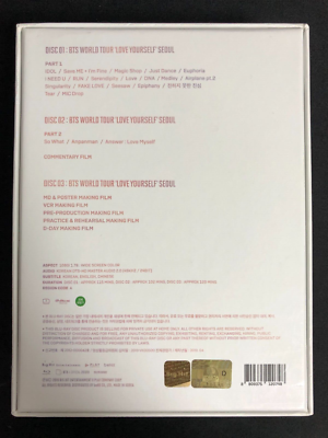 BTS love yourself ソウル　Blu-ray ジン BTS WORLD TOUR LOVE YOURSELF SEOUL Bluray FULL SET 3Disc+JIN