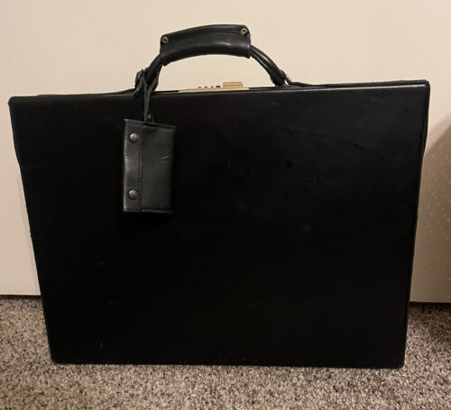 Vintage Hartmann Belting Leather  4 Inch Hardsided Briefcase Black - Afbeelding 1 van 12