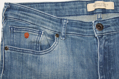 Maison Scotch Damen Jeans Hose SUPREME Slim Straight Mid Waist W32 L32 blau