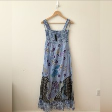 Jasmine Dress Womens Small Blue Purple Maxi Smocked Boho Fairy Hippie Dress