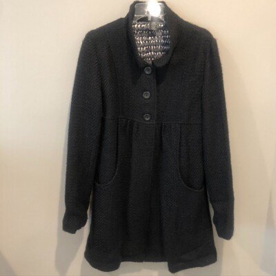 Babystyle Women s Black Knit 3/4 Coat Sz Med (E1867)