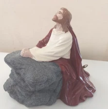 Vtg Byron Molds Jesus Praying Musical Figurine Plays Whole World In His Hands