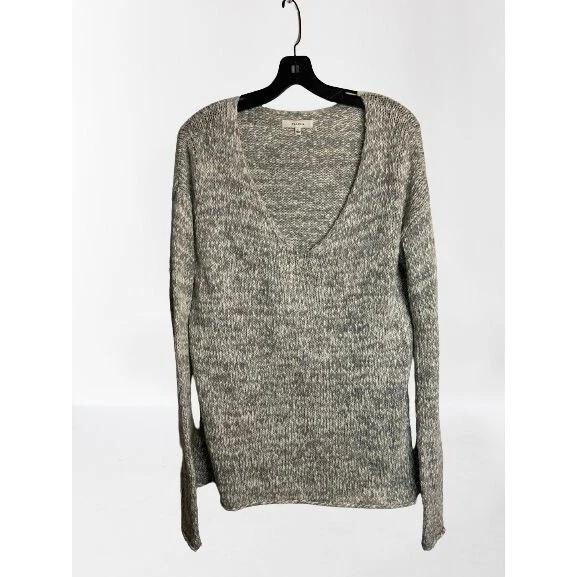 Suéter tejido Aritzia Talula cuello en V beige y blanco talla grande Foto 2 de 4