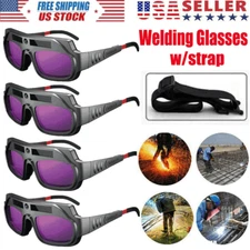Auto Helmet Goggles Welder Glasses ANTI-UV Auto Darkening For Welding w/ Strap