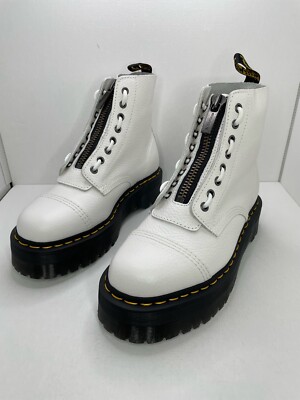 Martens Sinclair 8-Eye White Retro Leather Platform Boots Womens Size  New